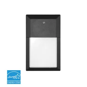 15.8W Mini Outdoor LED Wall Pack with Matte Black Aluminum Die Cast & Frosted Plastic Lens - Dusk to Dawn Photocell