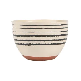 15cm Striped Rim Portuguese Stoneware Cereal Bowls - Pack of Four - By Nicola Spring