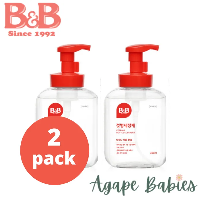 [2-Pack] B&B Feeding Bottle Cleanser (Foam) - Bottle/Refill Pack