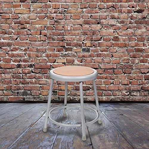 (2 Pack) OEF Furnishings Grey Shop Stool, 18”, No Assembly Required