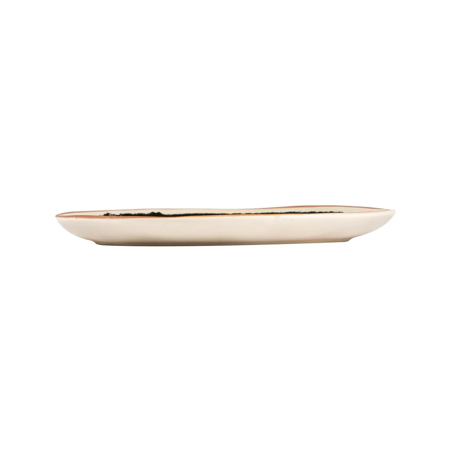20.5cm Striped Rim Portuguese Stoneware Side Plates - Pack of Four - By Nicola Spring