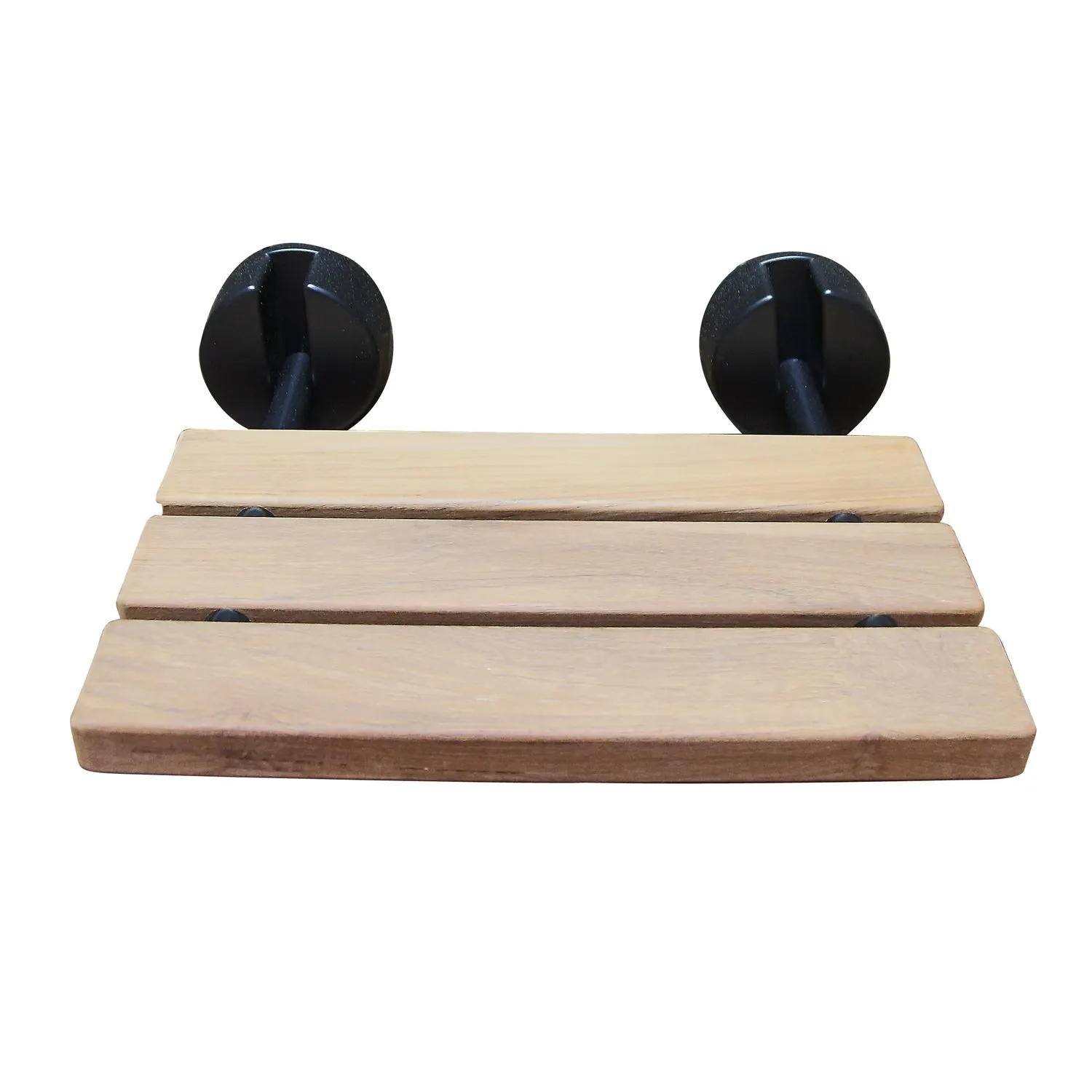20" Wall Mount Teak Shower Seat, Round Brackets