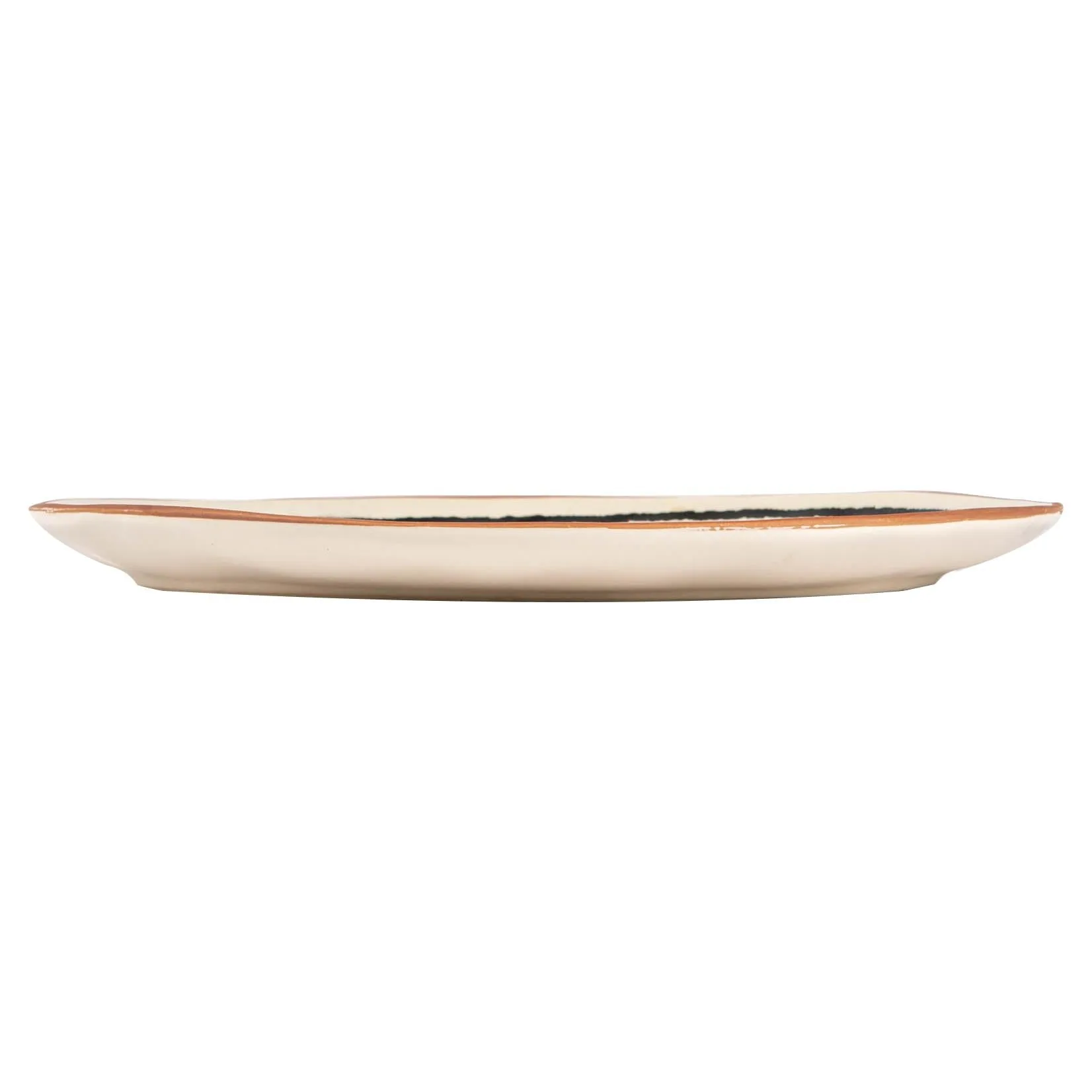26cm Striped Rim Portuguese Stoneware Dinner Plates - Pack of Four - By Nicola Spring
