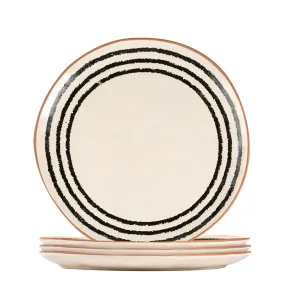 26cm Striped Rim Portuguese Stoneware Dinner Plates - Pack of Four - By Nicola Spring