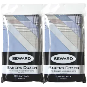 26x Seward Mens Handkerchiefs - 100% Cotton Hankies -Pocket Square