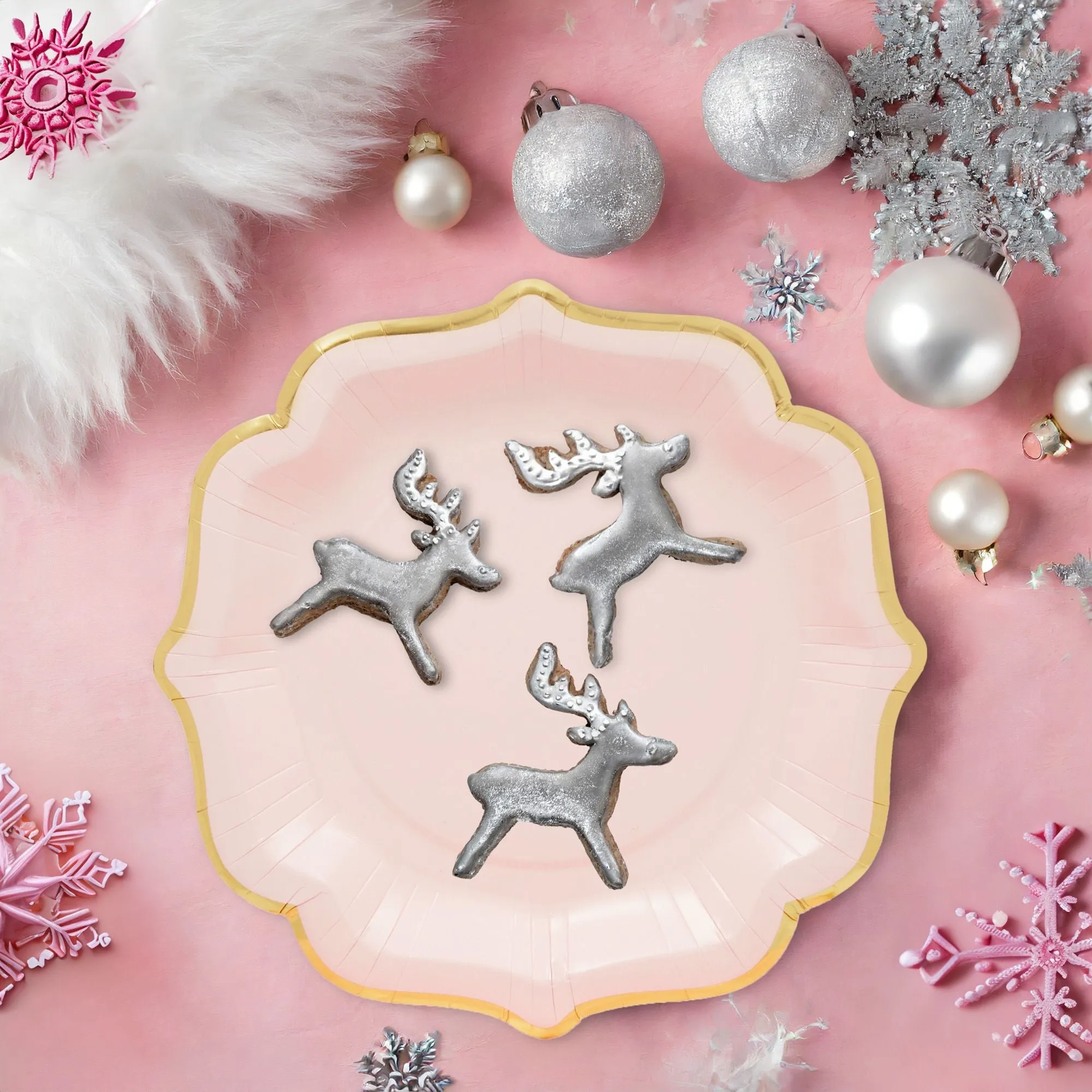48-Pack Pink Scalloped Paper Party Plates with Gold Foil Edges (9 in)