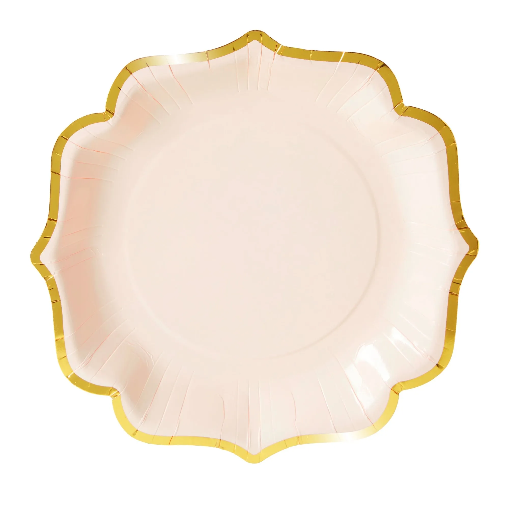48-Pack Pink Scalloped Paper Party Plates with Gold Foil Edges (9 in)