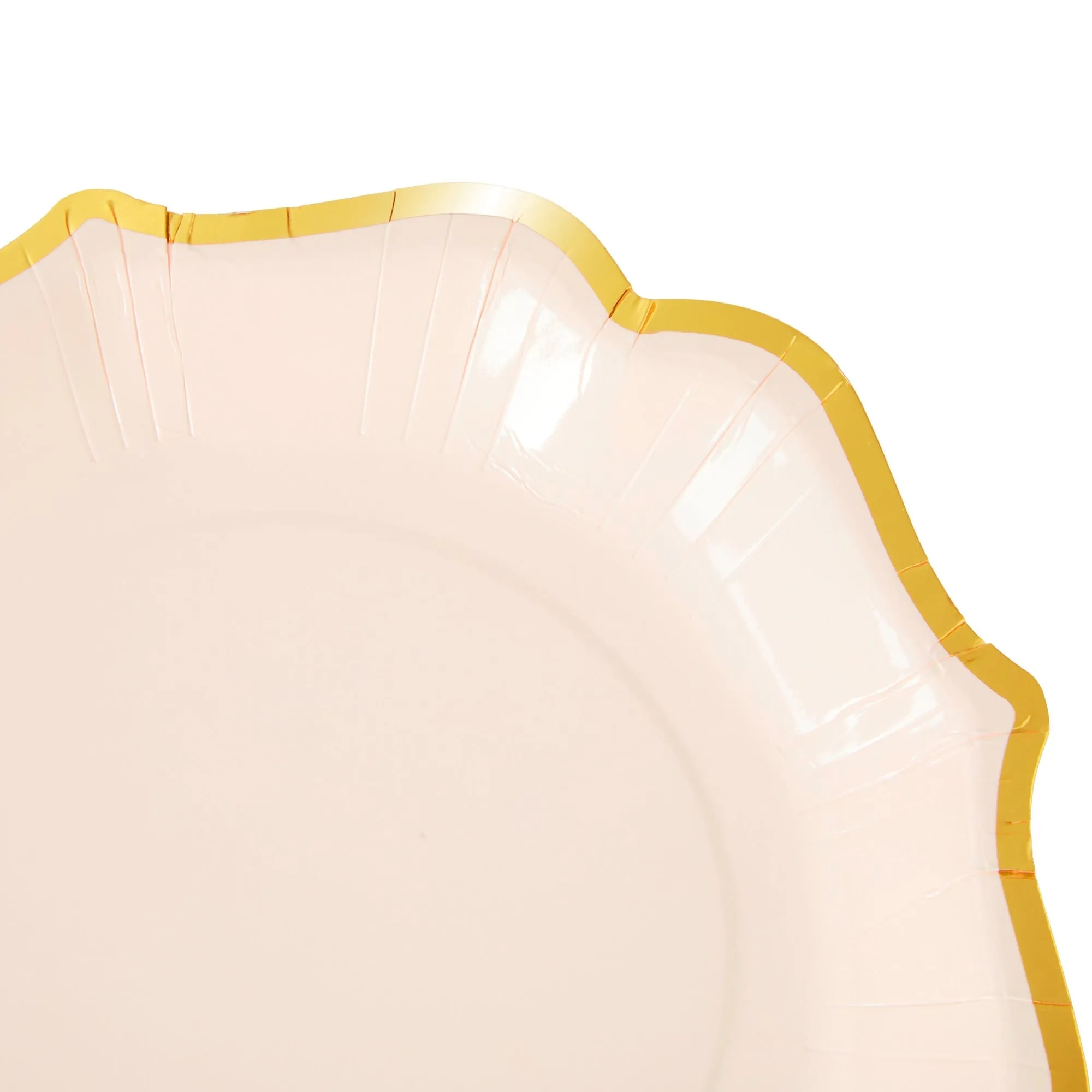 48-Pack Pink Scalloped Paper Party Plates with Gold Foil Edges (9 in)