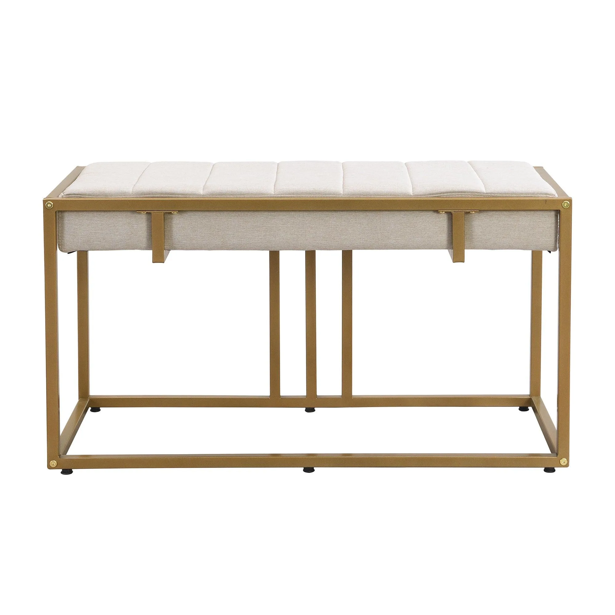 60" Modern Faux Marble 6-Piece Dining Set, Golden Metal Table with Chairs & Bench
