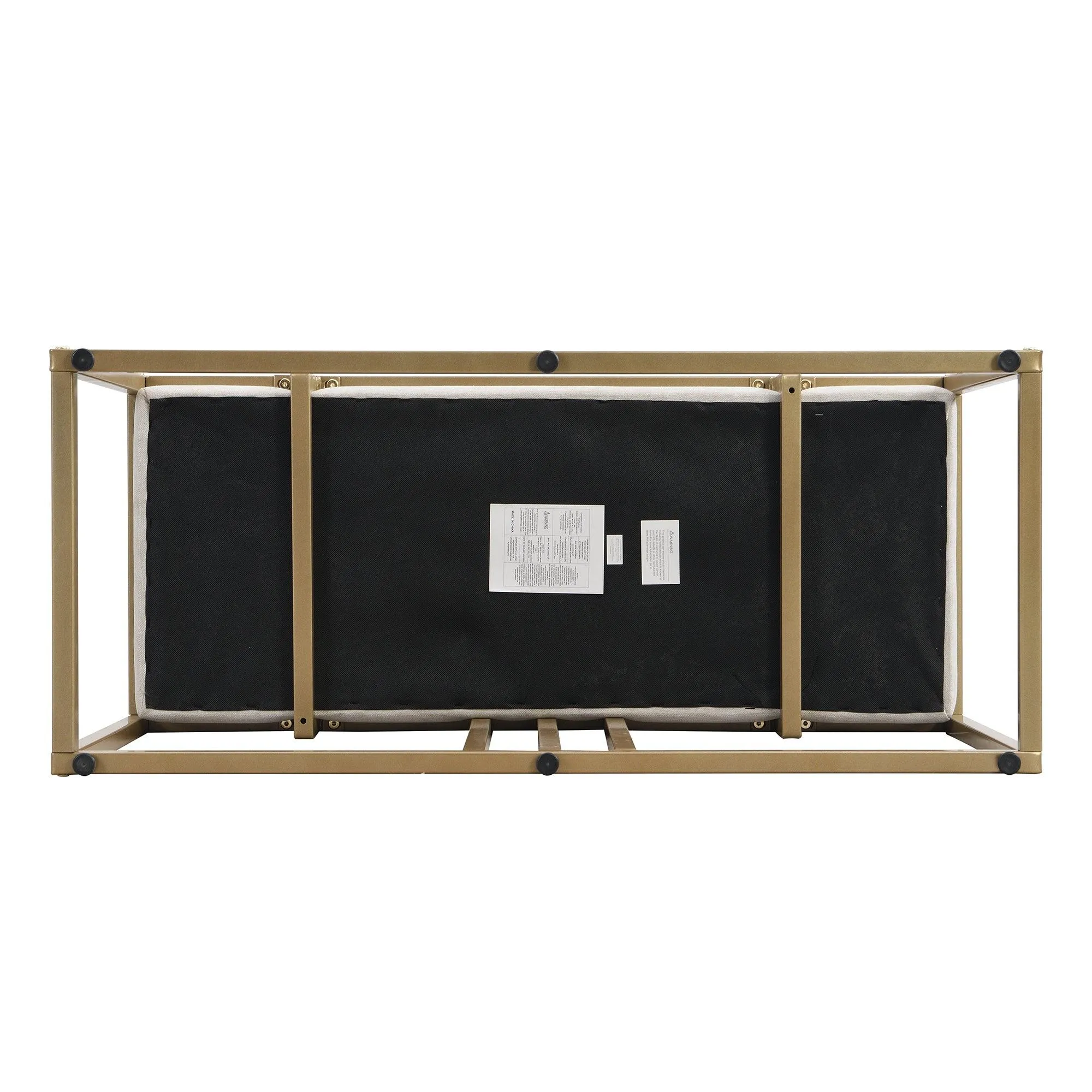 60" Modern Faux Marble 6-Piece Dining Set, Golden Metal Table with Chairs & Bench