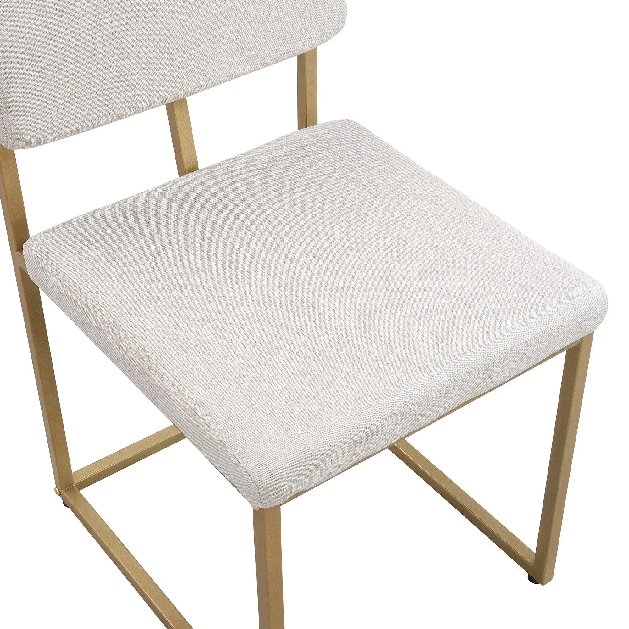 60" Modern Faux Marble 6-Piece Dining Set, Golden Metal Table with Chairs & Bench