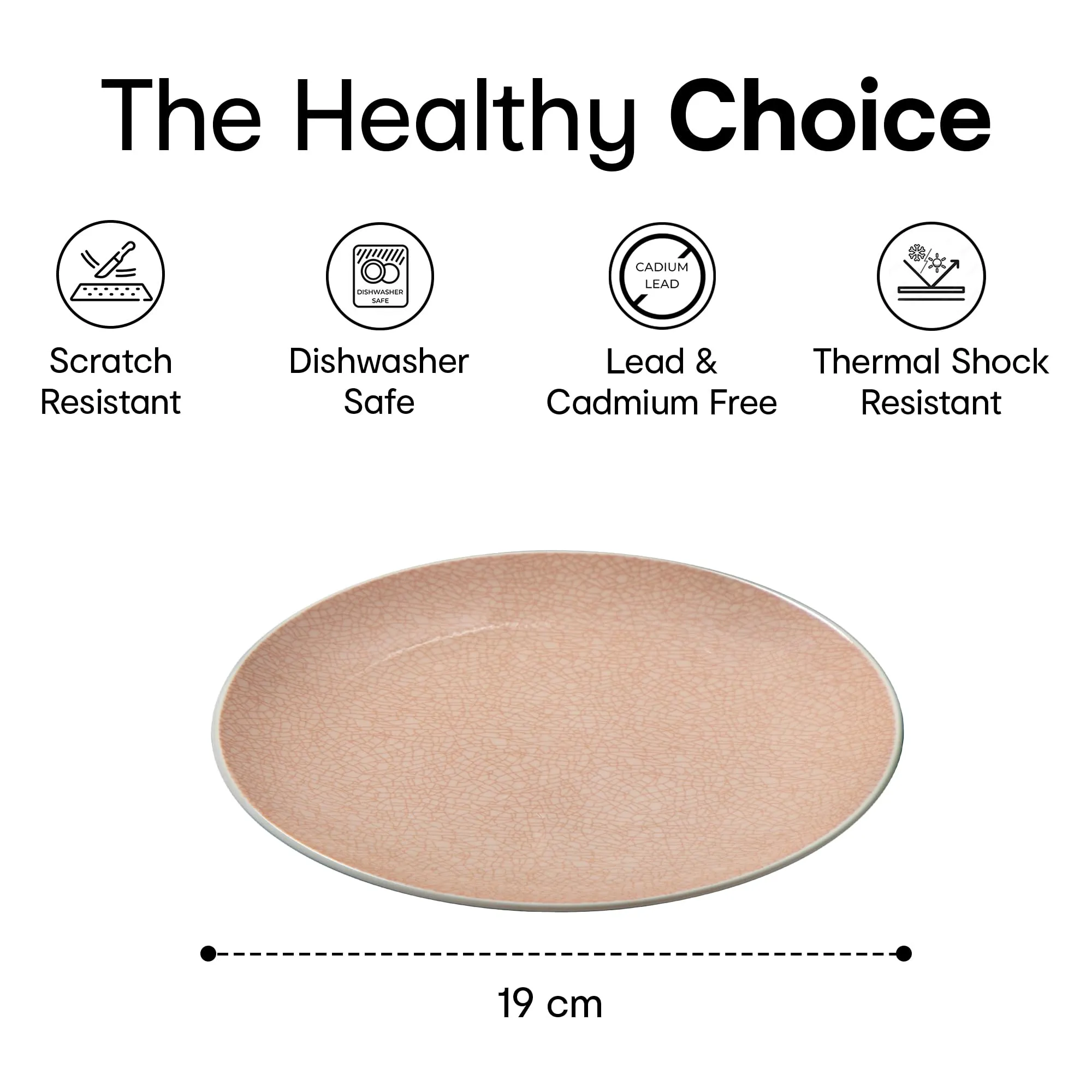 Anko Bella Porcelain Side Plates - Set of 4 | Premium Crockery for Dining Table Ideal for Serving Starters, Salad, Dessert | Designer Quarter Plates for Home, Kitchen, Restaurant | 7.5", Soft Pink