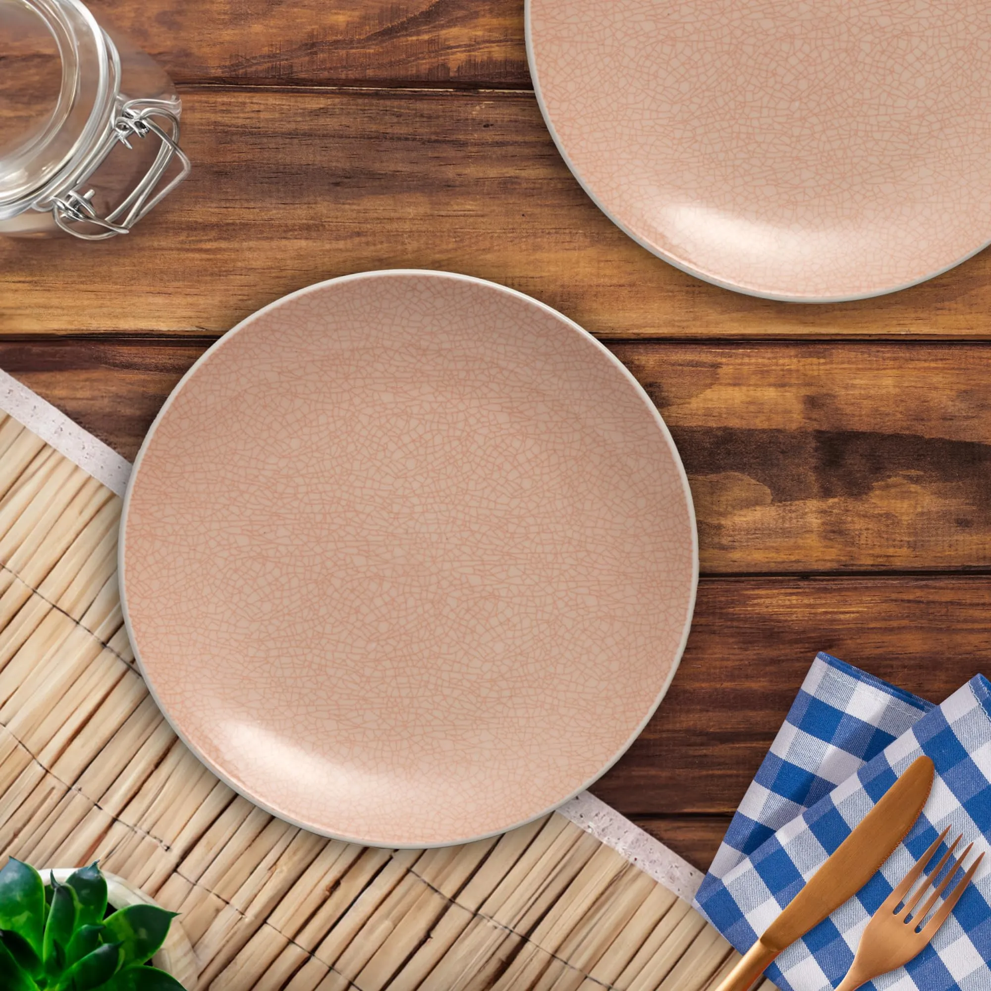 Anko Bella Porcelain Side Plates - Set of 4 | Premium Crockery for Dining Table Ideal for Serving Starters, Salad, Dessert | Designer Quarter Plates for Home, Kitchen, Restaurant | 7.5", Soft Pink