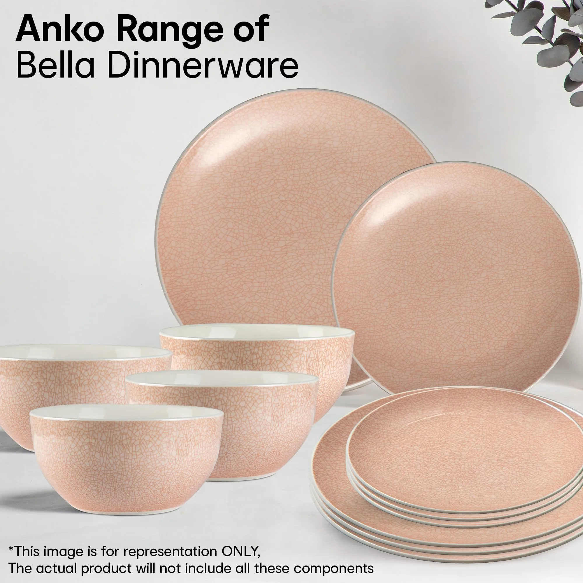 Anko Bella Porcelain Side Plates - Set of 4 | Premium Crockery for Dining Table Ideal for Serving Starters, Salad, Dessert | Designer Quarter Plates for Home, Kitchen, Restaurant | 7.5", Soft Pink
