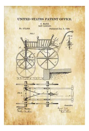 Baby Carriage Patent - Baby Room Decor, Patent Print, Vintage Stroller, Baby Shower Gift, Baby Carriage, Pram Patent 1896 Baby Carriage