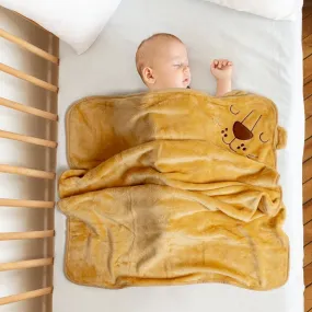 Baby Moo Lion Applique with 3D Ears Soft Blanket - Brown