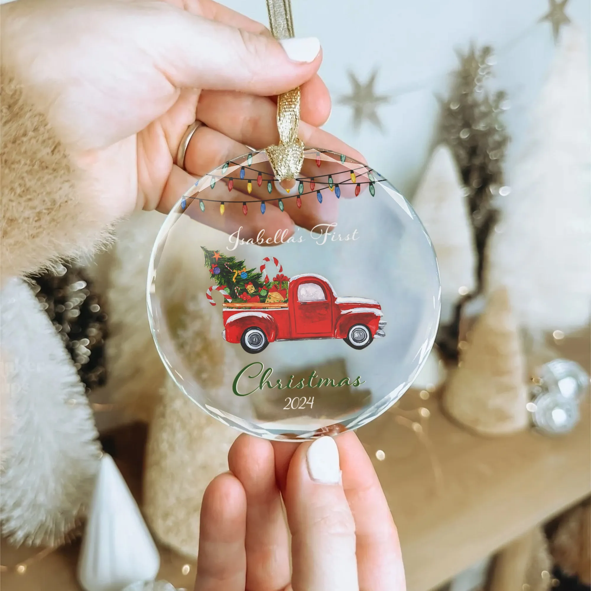 Baby's 1st Christmas Glass Ornament, Personalized Woodland Creatures, Baby Deer Ornament, Holiday Keepsake Ornament, New Baby Gift, 2024 Custom Baby Ornament GX06-13