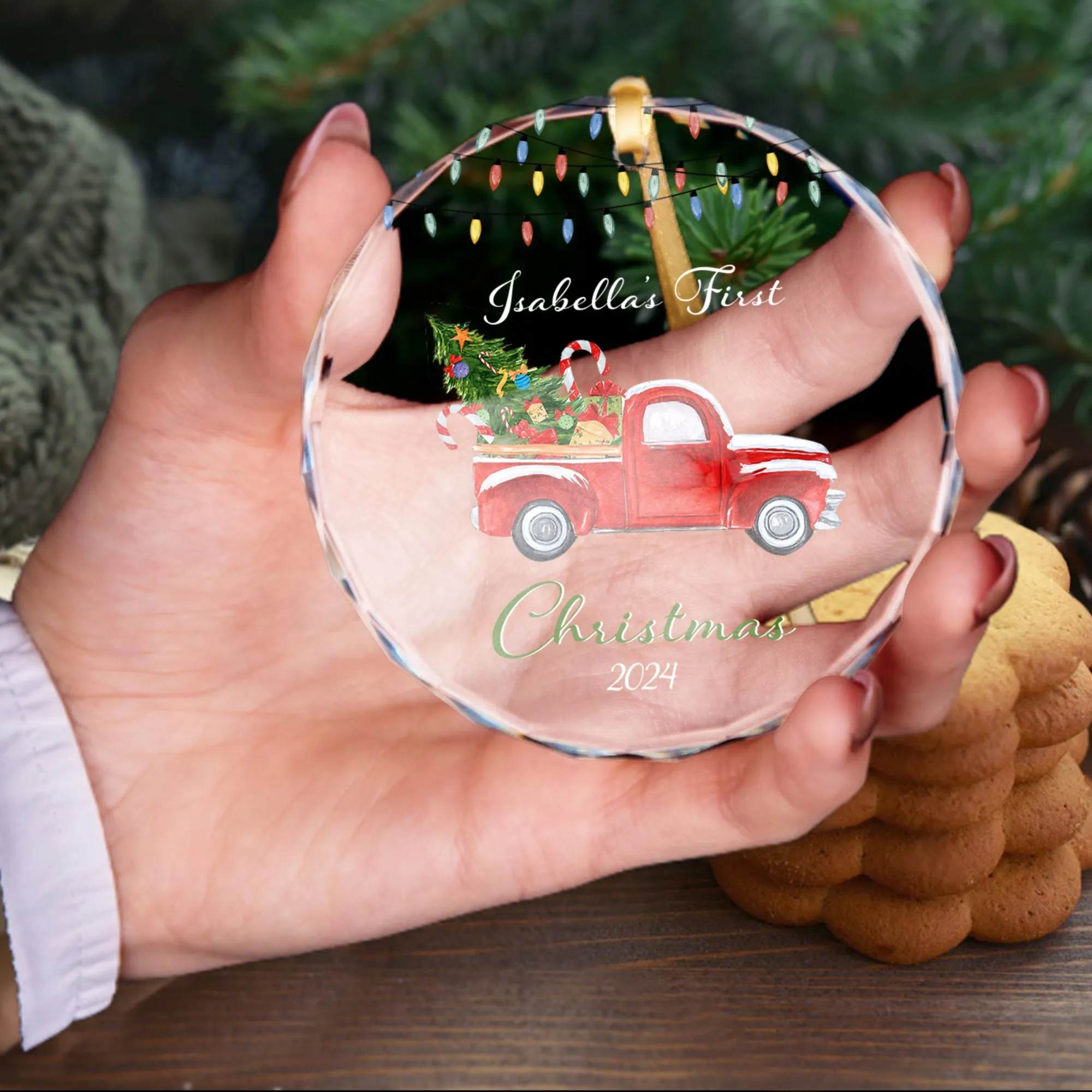 Baby's 1st Christmas Glass Ornament, Personalized Woodland Creatures, Baby Deer Ornament, Holiday Keepsake Ornament, New Baby Gift, 2024 Custom Baby Ornament GX06-13