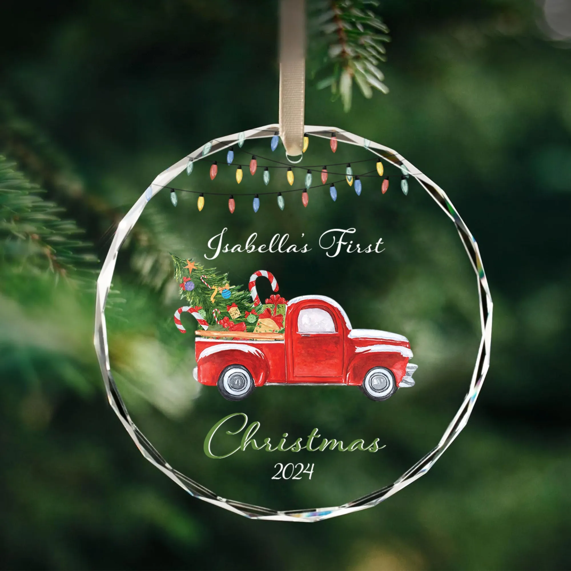 Baby's 1st Christmas Glass Ornament, Personalized Woodland Creatures, Baby Deer Ornament, Holiday Keepsake Ornament, New Baby Gift, 2024 Custom Baby Ornament GX06-13