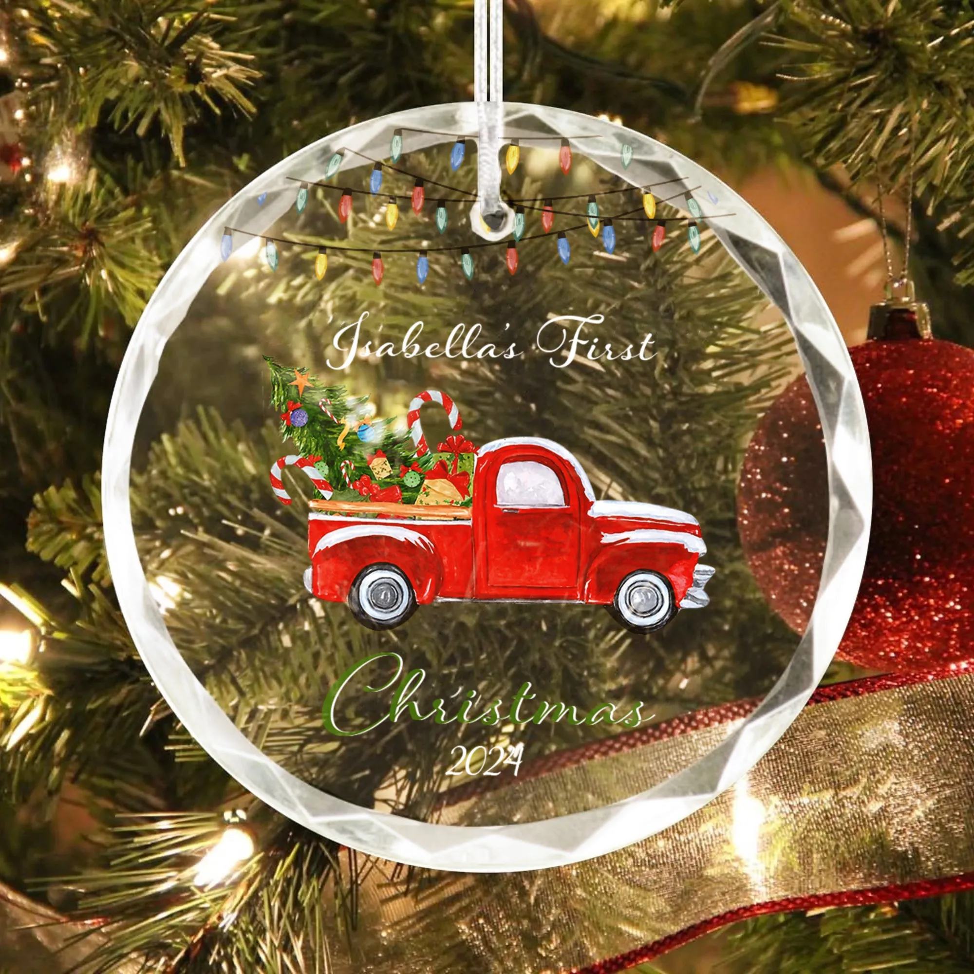 Baby's 1st Christmas Glass Ornament, Personalized Woodland Creatures, Baby Deer Ornament, Holiday Keepsake Ornament, New Baby Gift, 2024 Custom Baby Ornament GX06-13