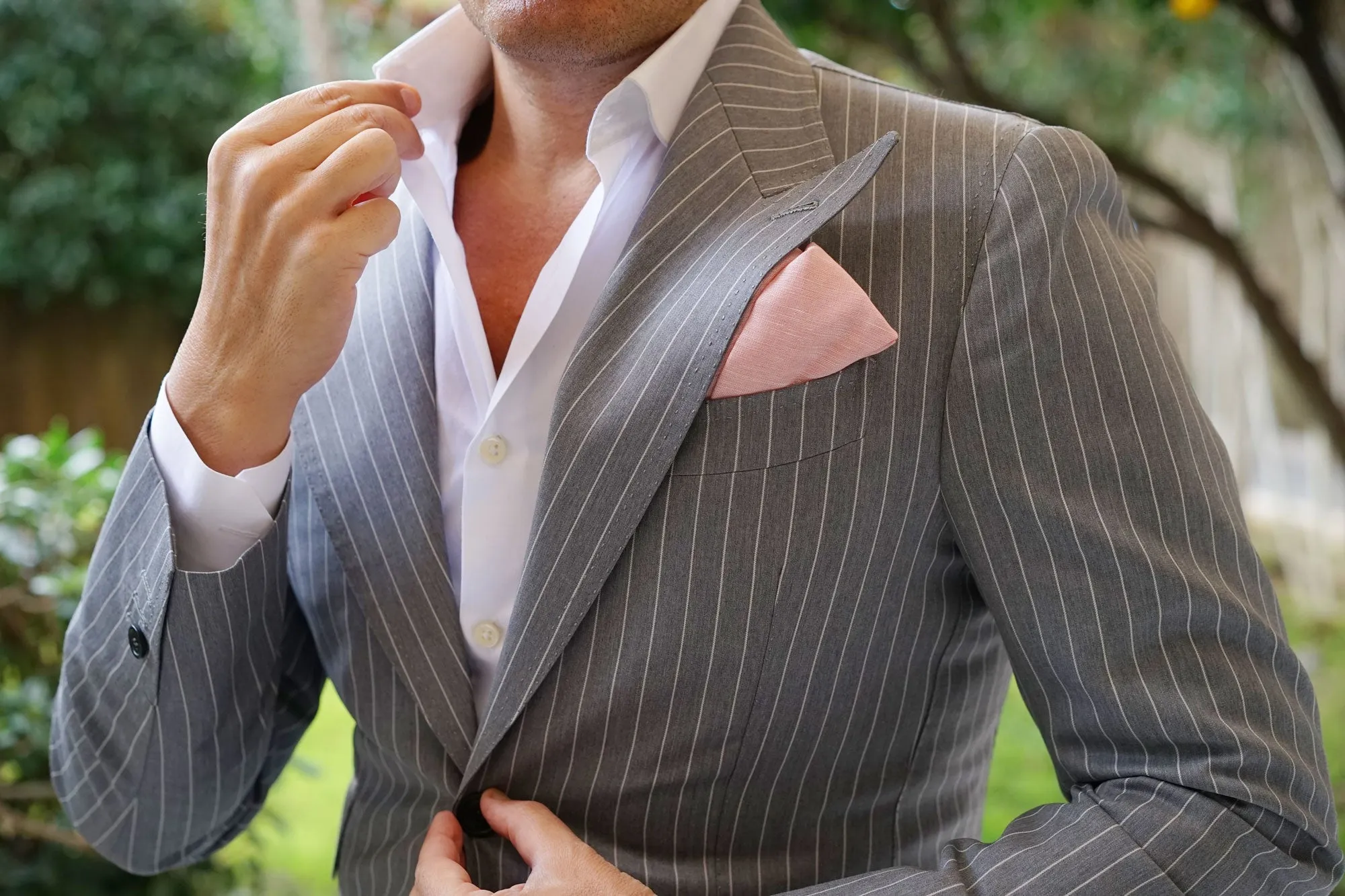 Ballet Blush Pink Chambray Linen Pocket Square