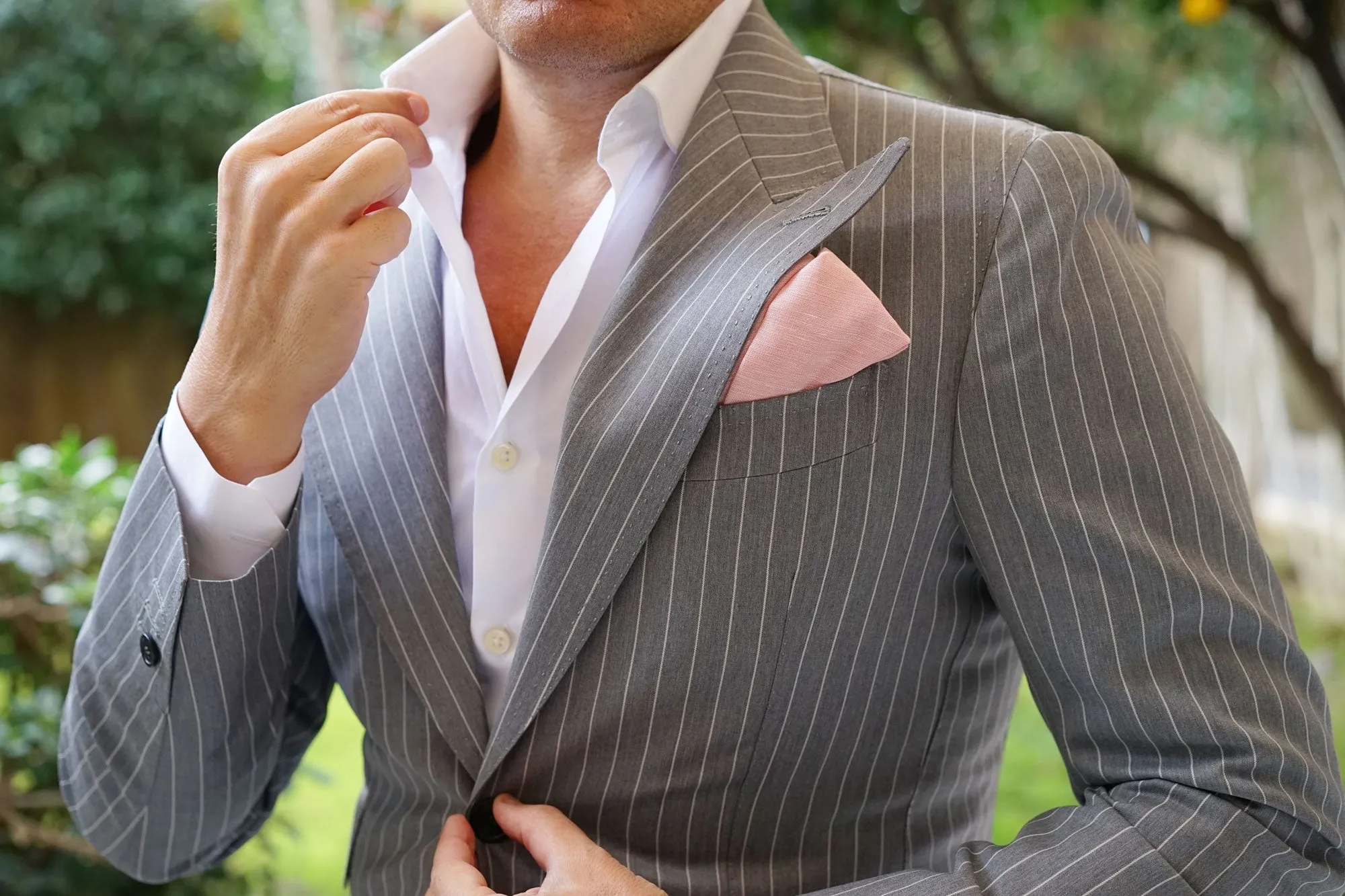Ballet Blush Pink Chambray Linen Pocket Square