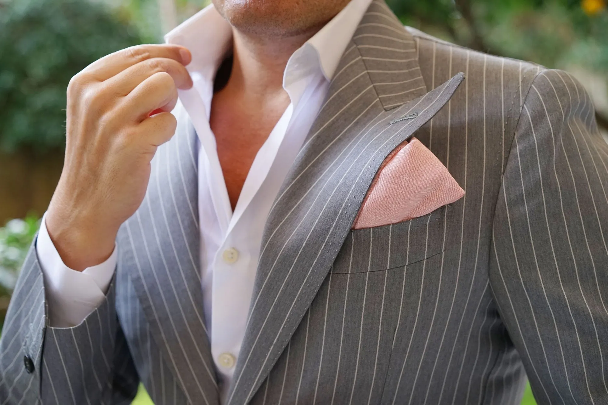 Ballet Blush Pink Chambray Linen Pocket Square