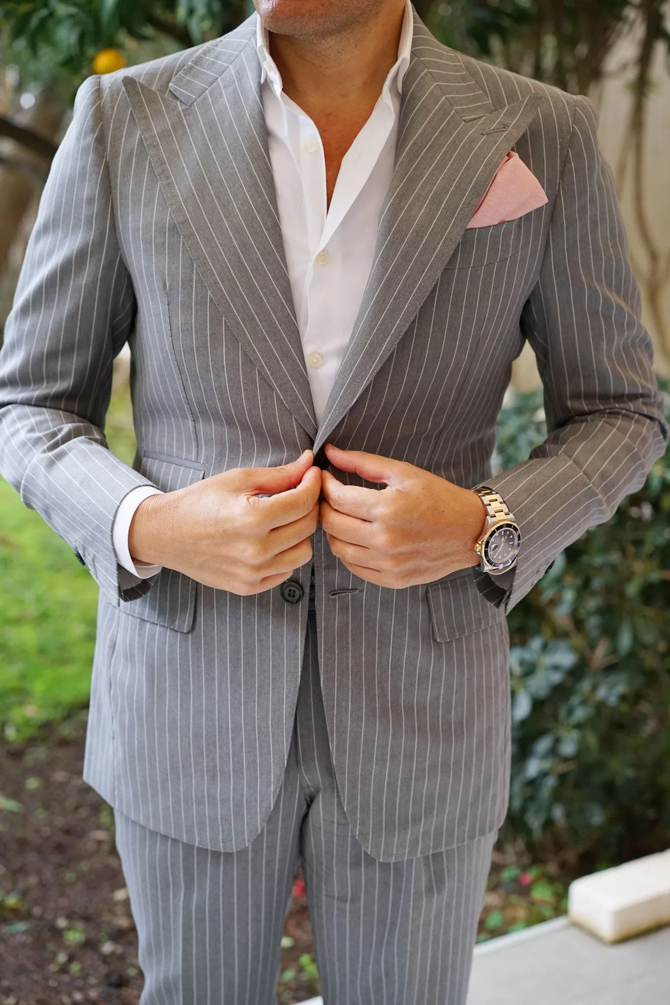 Ballet Blush Pink Chambray Linen Pocket Square