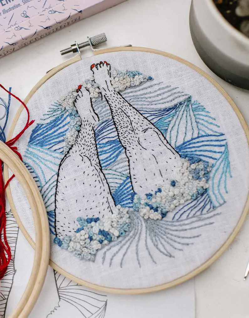 Bath Legs Embroidery Kit, Pixels & Purls