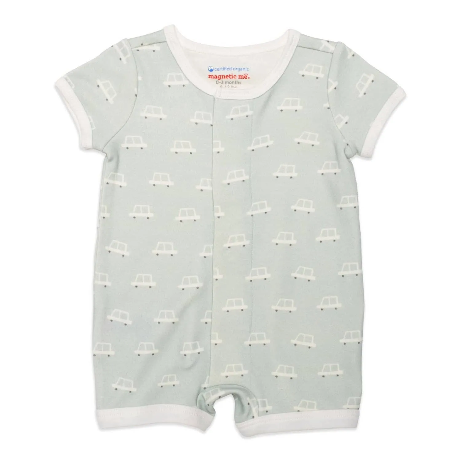 Beep Beep Time for Sleep Organic Cotton Magnetic Short Sleeve Romper