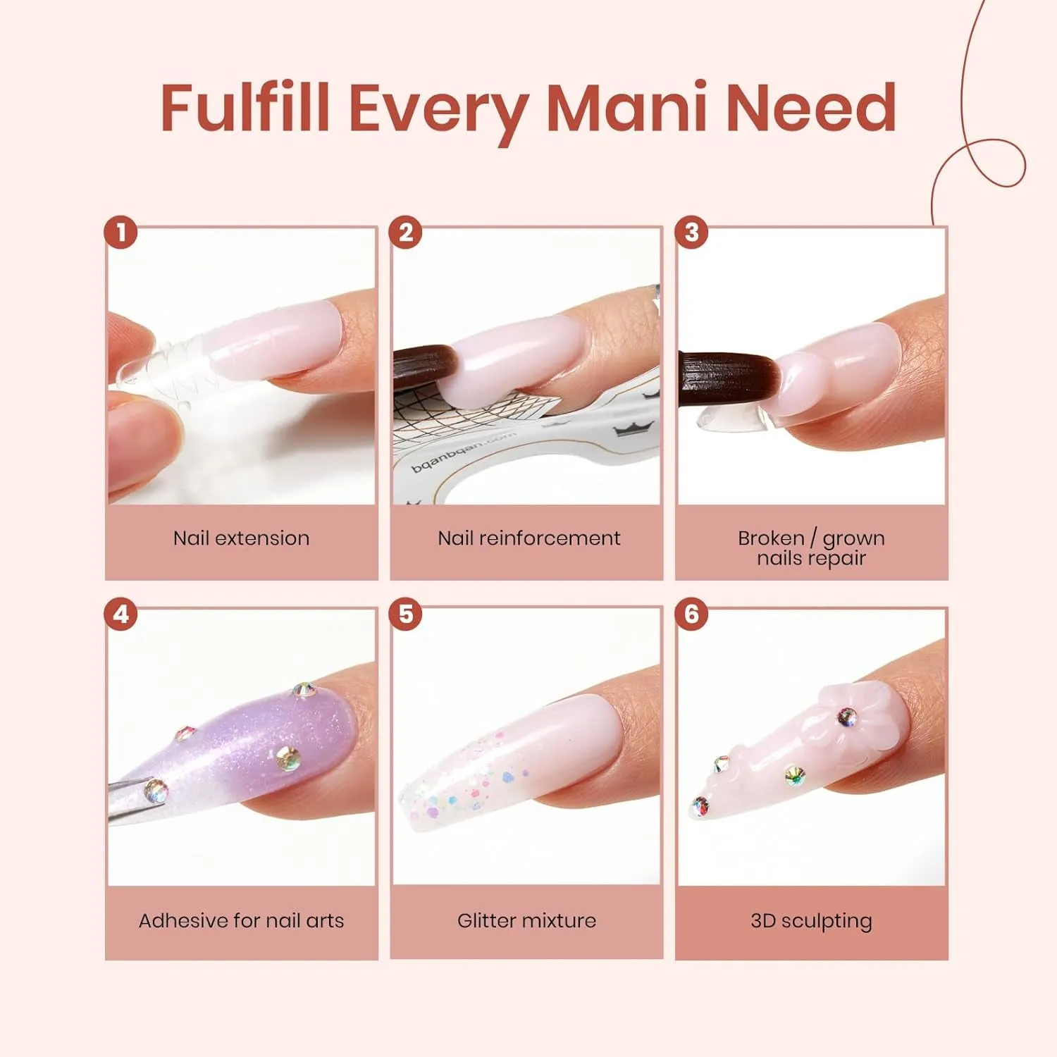 Beetles 4-Color Poly Nail Gel Kit with Slip Solution, Base & Top Coat - DIY Nail Art Set for Women