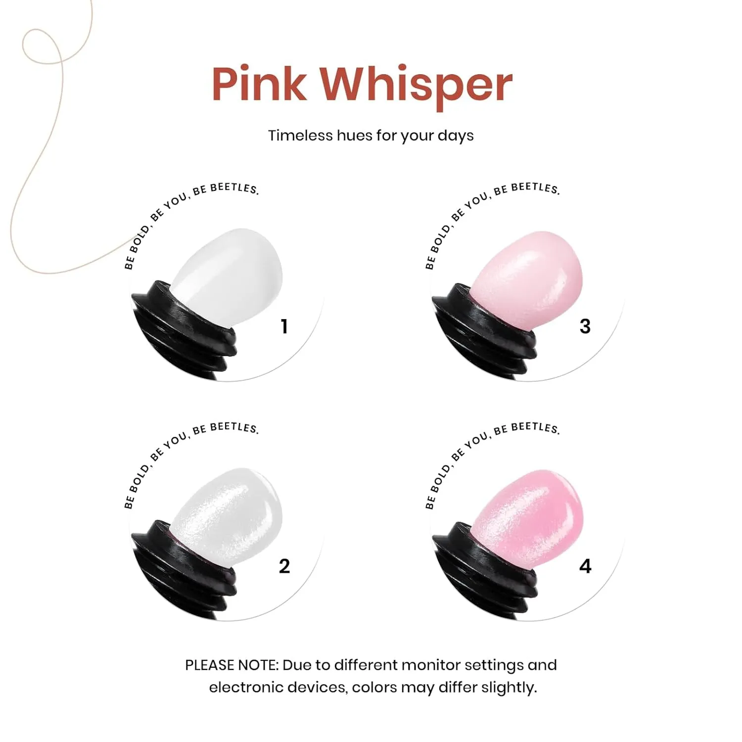 Beetles 4-Color Poly Nail Gel Kit with Slip Solution, Base & Top Coat - DIY Nail Art Set for Women
