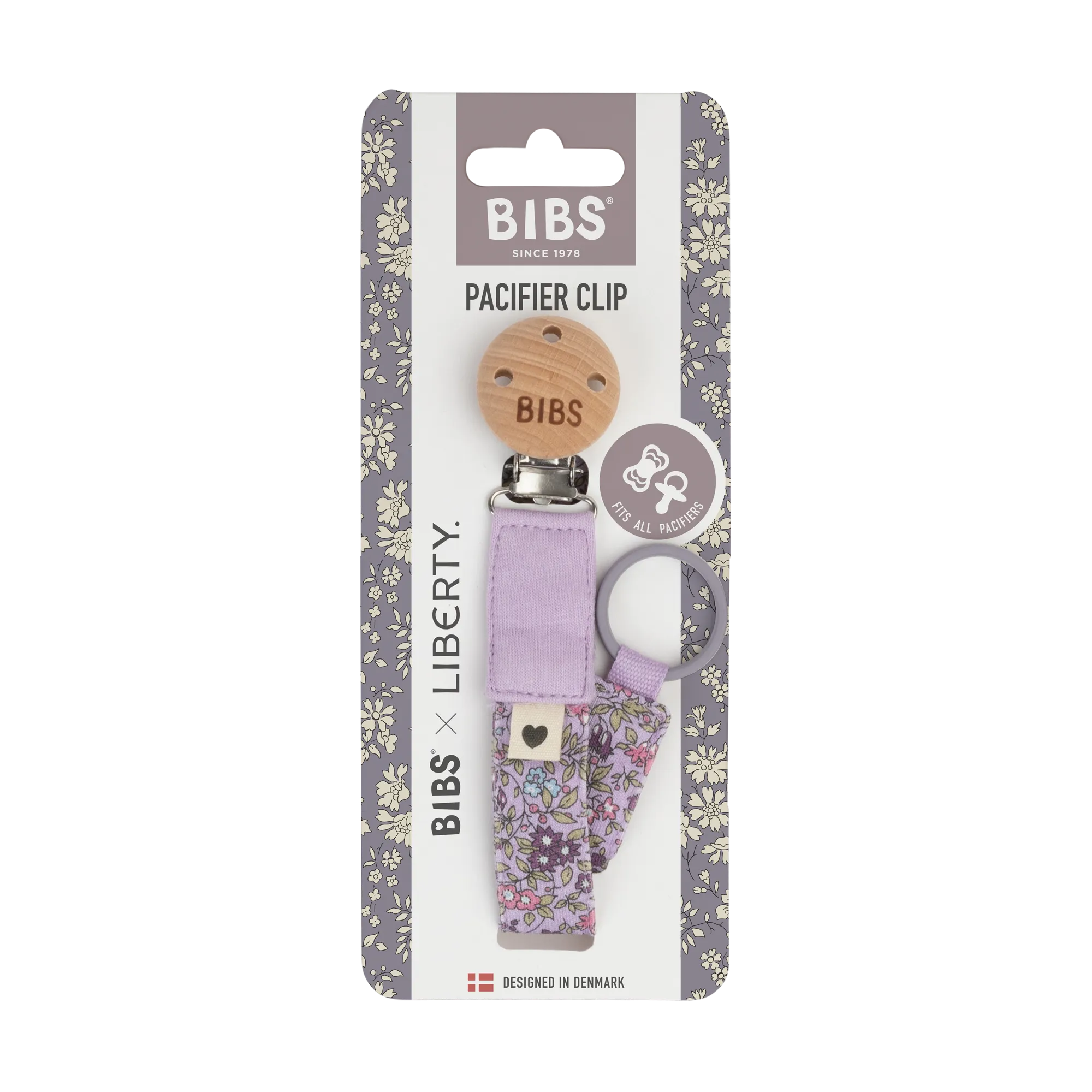 BIBS x Liberty Pacifier Clip | Violet Sky & Chamomile Lawn