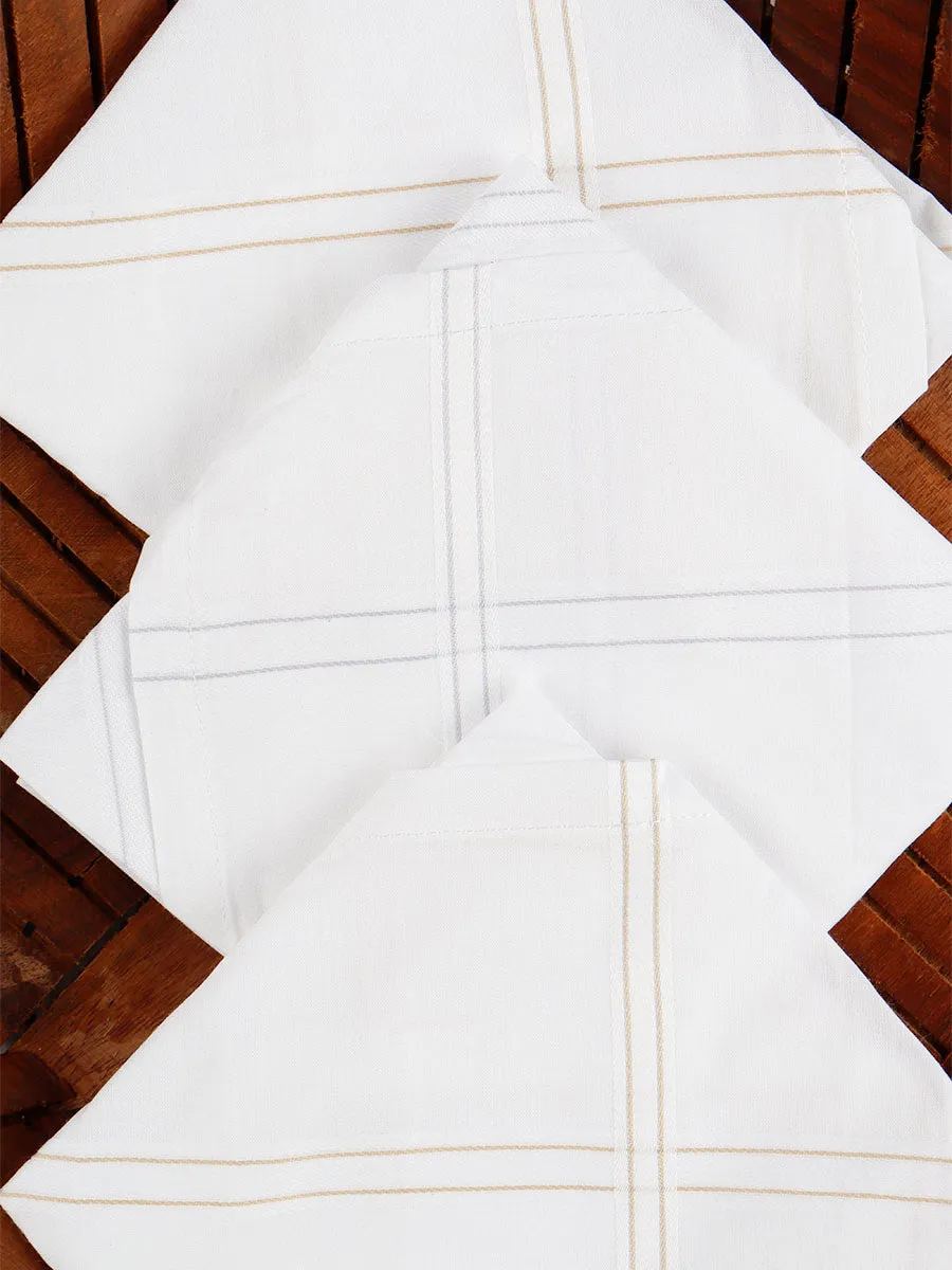Cotton White Hand Kerchief 2700 (3 in 1)