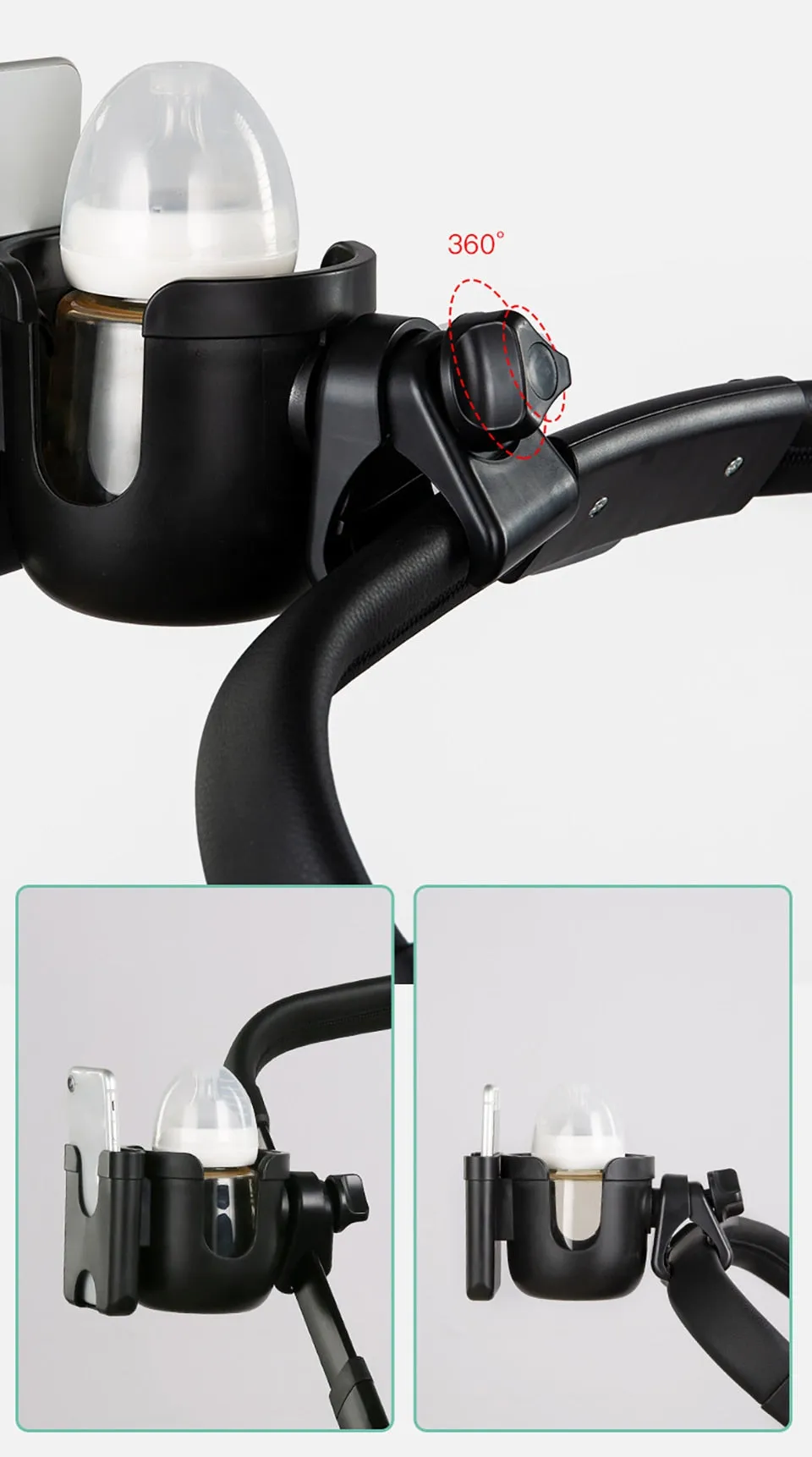 Cup/Bottle & Phone Holder For Strollers