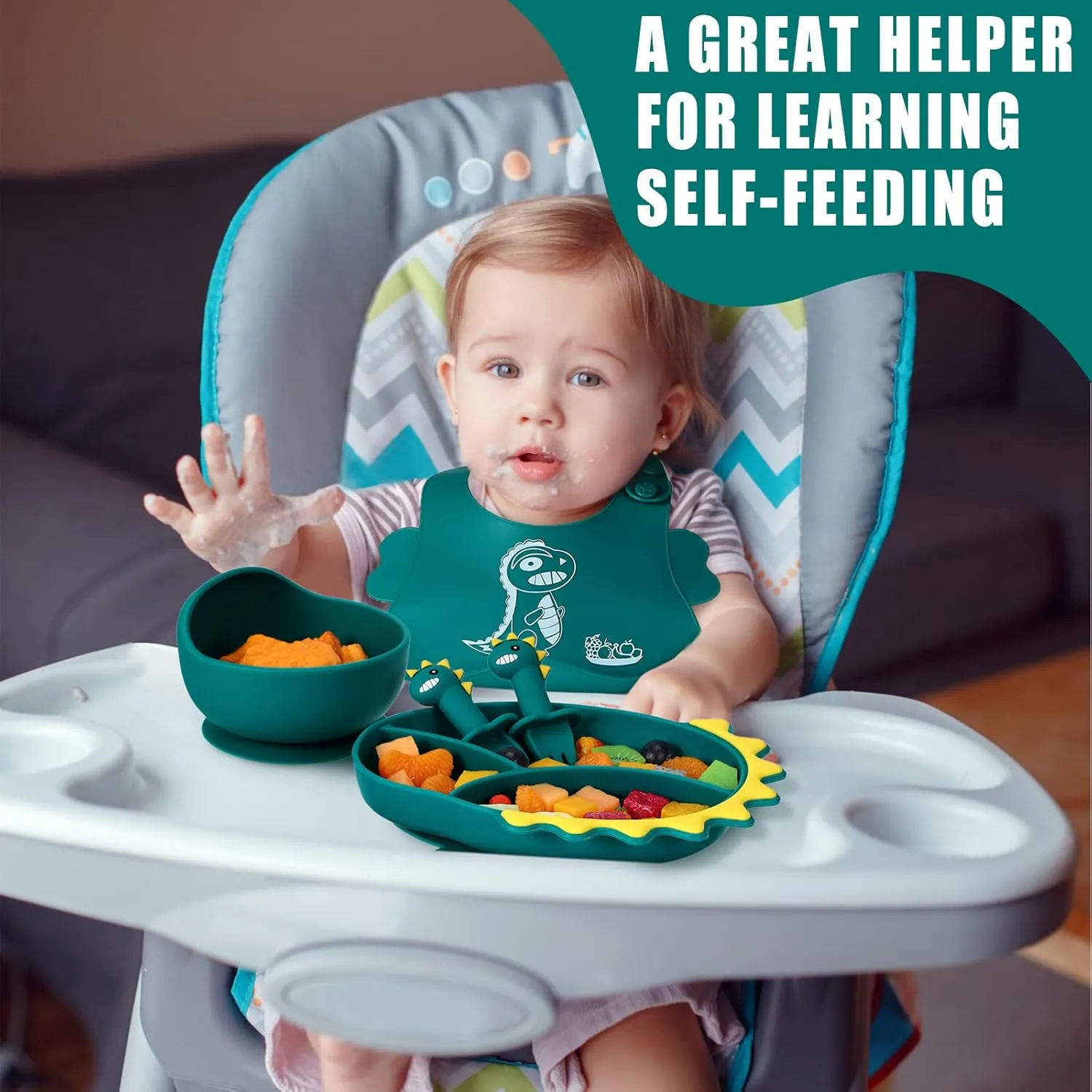 Dino Feeding Set – BPA-Free, Easy-Suction for Toddlers’ Self-Feeding