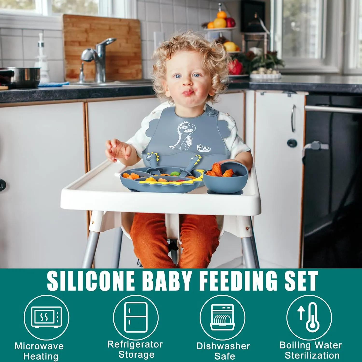 Dino Feeding Set – BPA-Free, Easy-Suction for Toddlers’ Self-Feeding