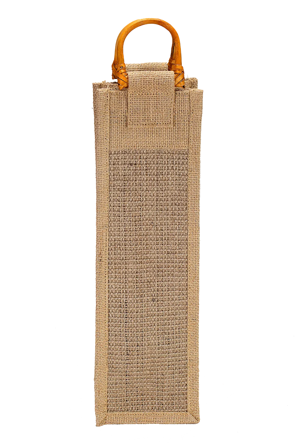 Fibrous Jute Bottle Bag with Bamboo Handles (34.5 x 10 x 10 cm)