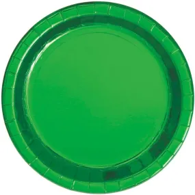 Green Foil 9" Paper Plates - 8 count