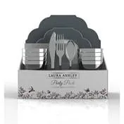 Grey Silver Flower 56 pc Party Set (Setting for 8)