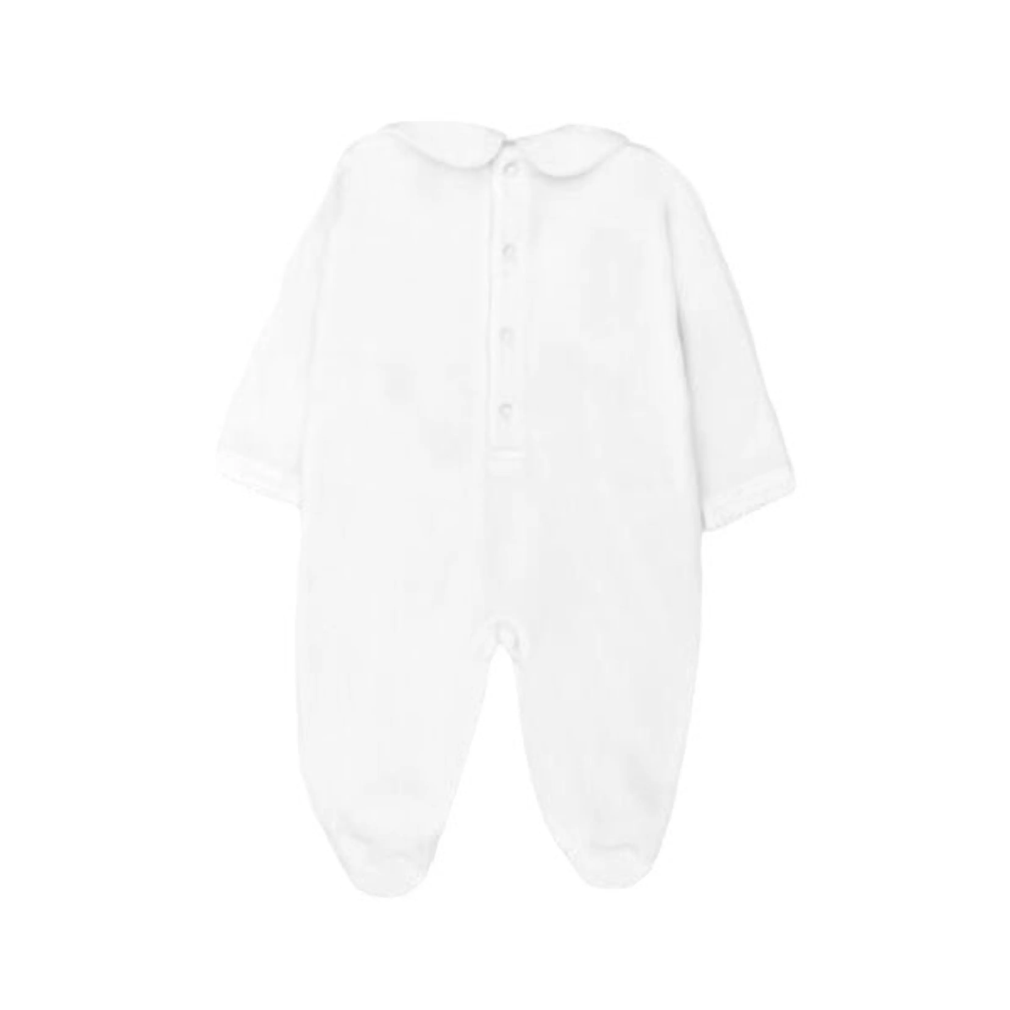 Hand Smocked Velvet Playsuit, White