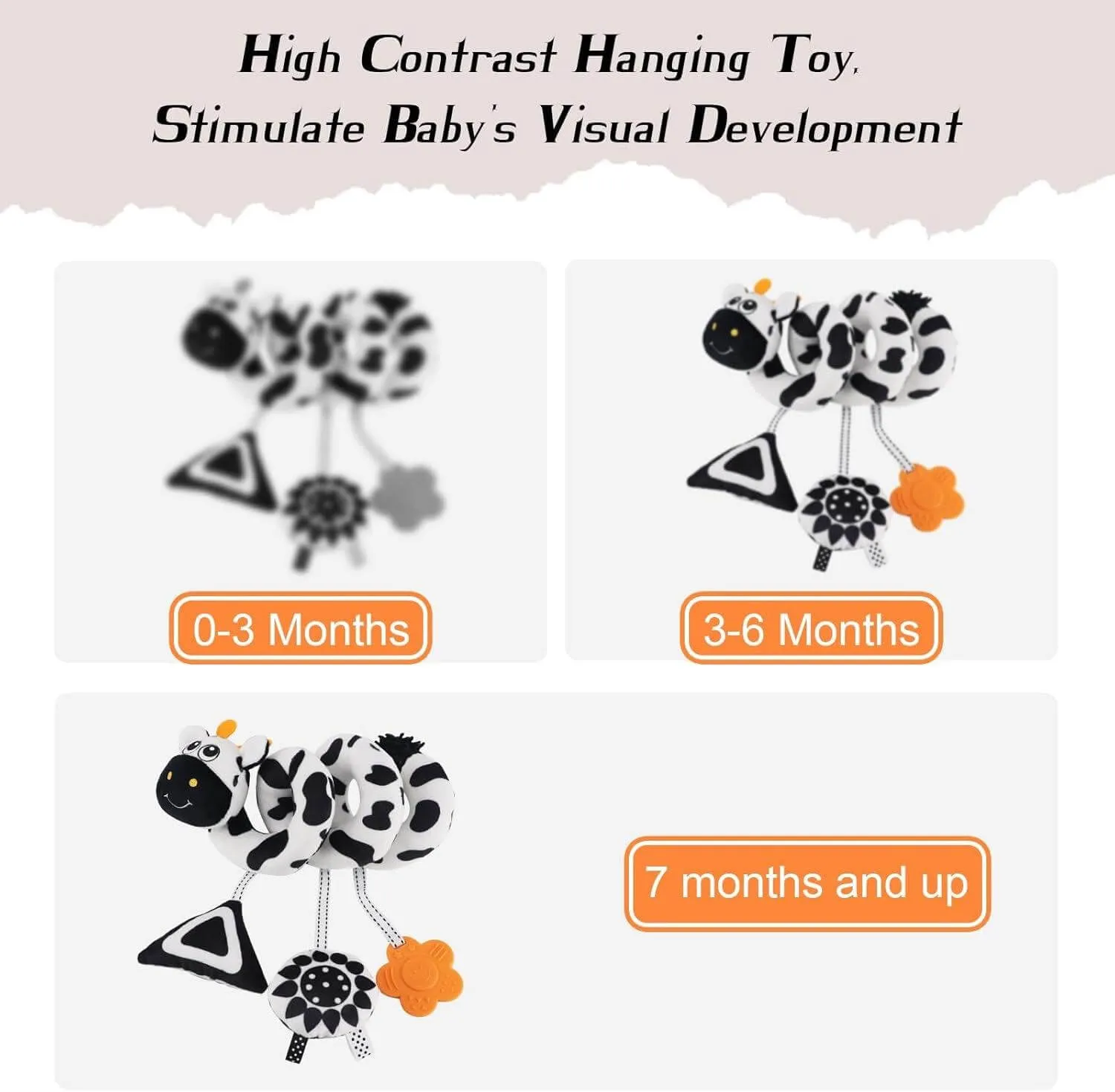 High Contrast Baby Toys for Newborn, Black and White Hanging Toy