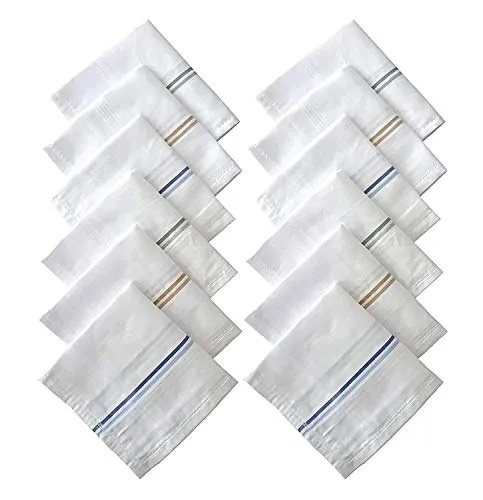 Kuber Industries Cotton Premium Collection Handkerchief|Easy Wash & Premium Cotton Fabric|Size 42 x 42 CM, Pack of 12 (Multicolour)