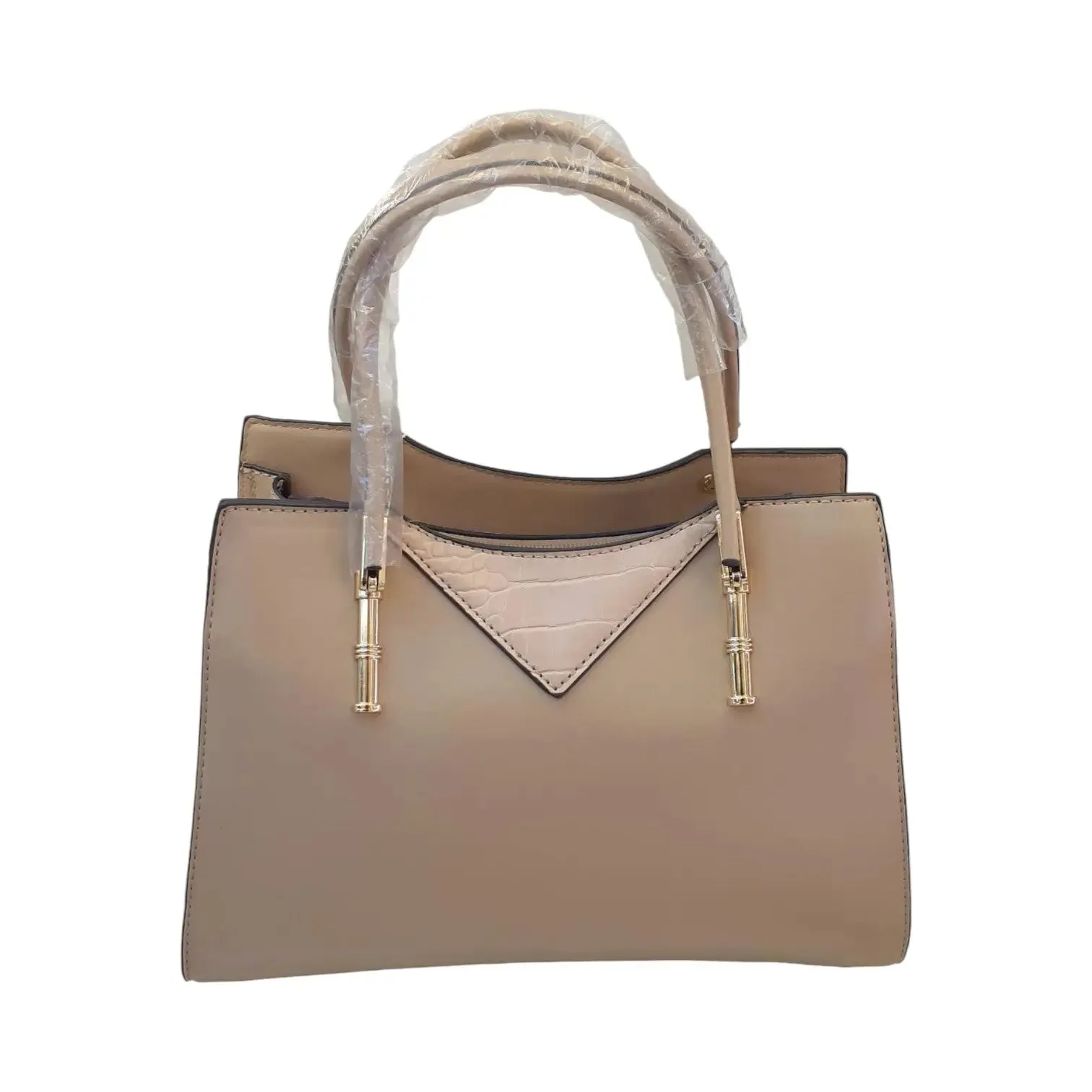 Leather Tote Bag with triangle shape