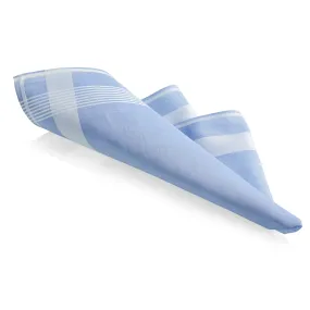 Lehner 'White Band & Eight-Stripes Design' Men's Swiss Cotton Handkerchief