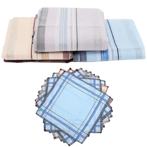 Mens HANDKERCHIEFS 100% Cotton Pocket Square Hanky Handkerchief 35x35cm - 4 Hankies