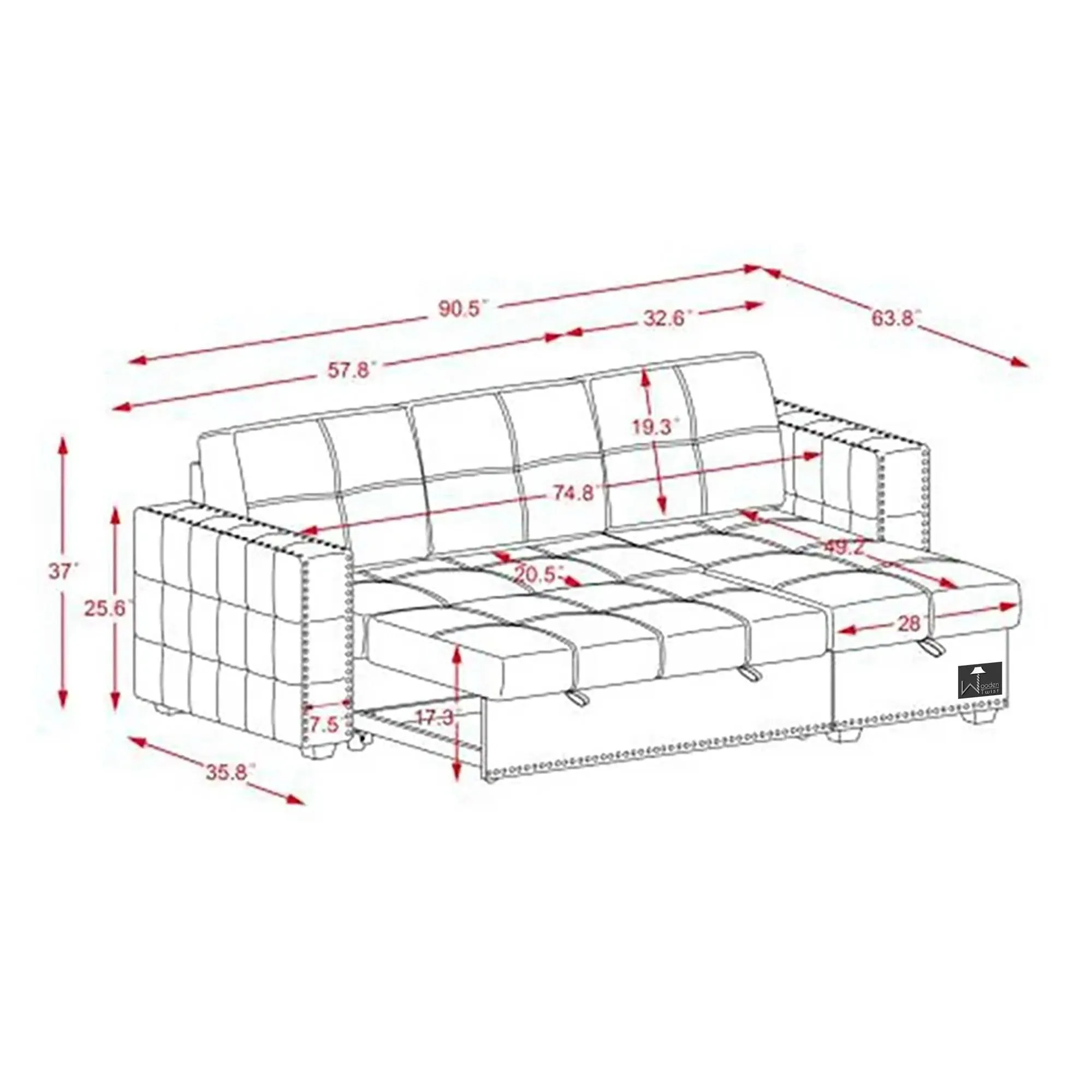Modern Style  L-Shape Sofa Bed with Comfort Cushion