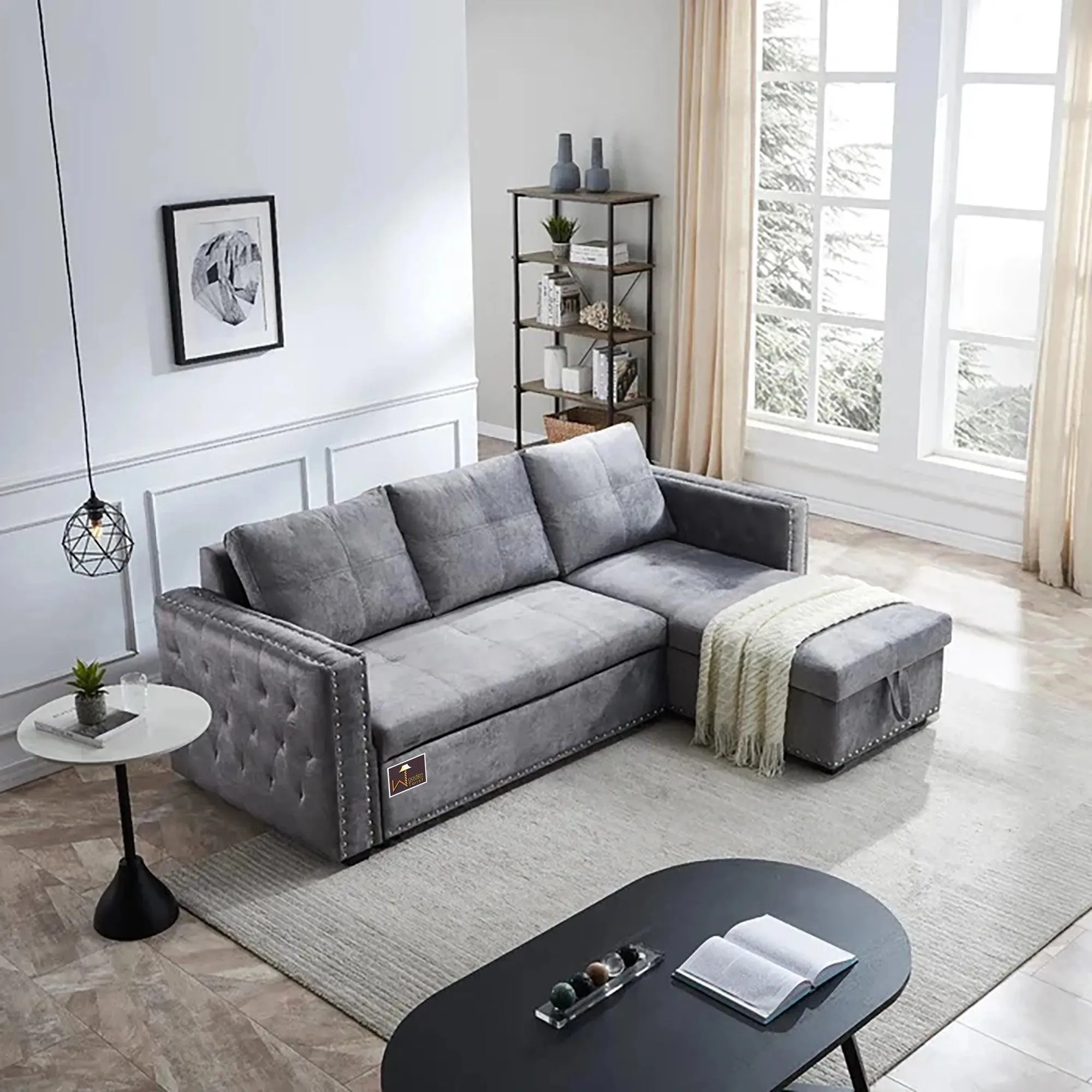 Modern Style  L-Shape Sofa Bed with Comfort Cushion