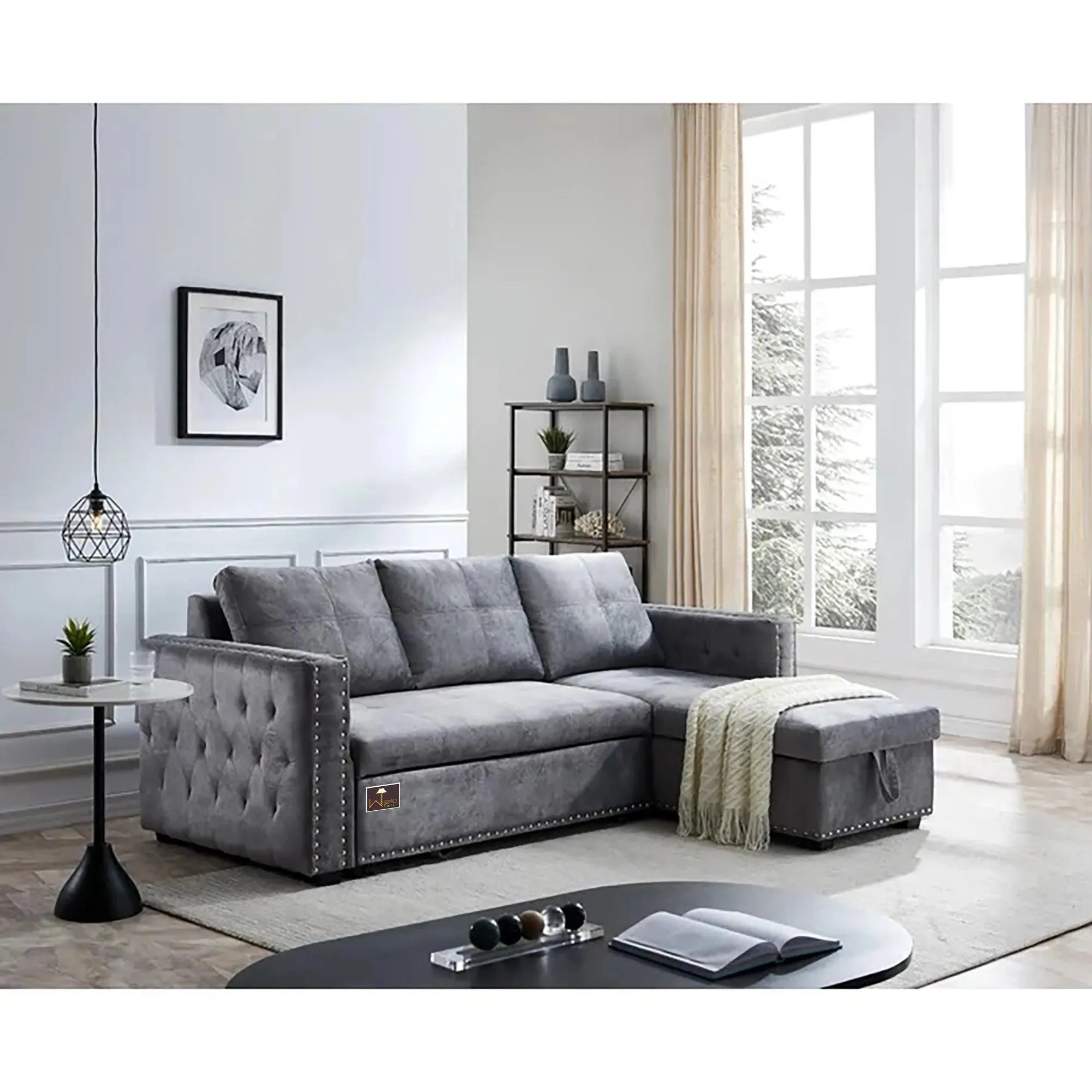 Modern Style  L-Shape Sofa Bed with Comfort Cushion