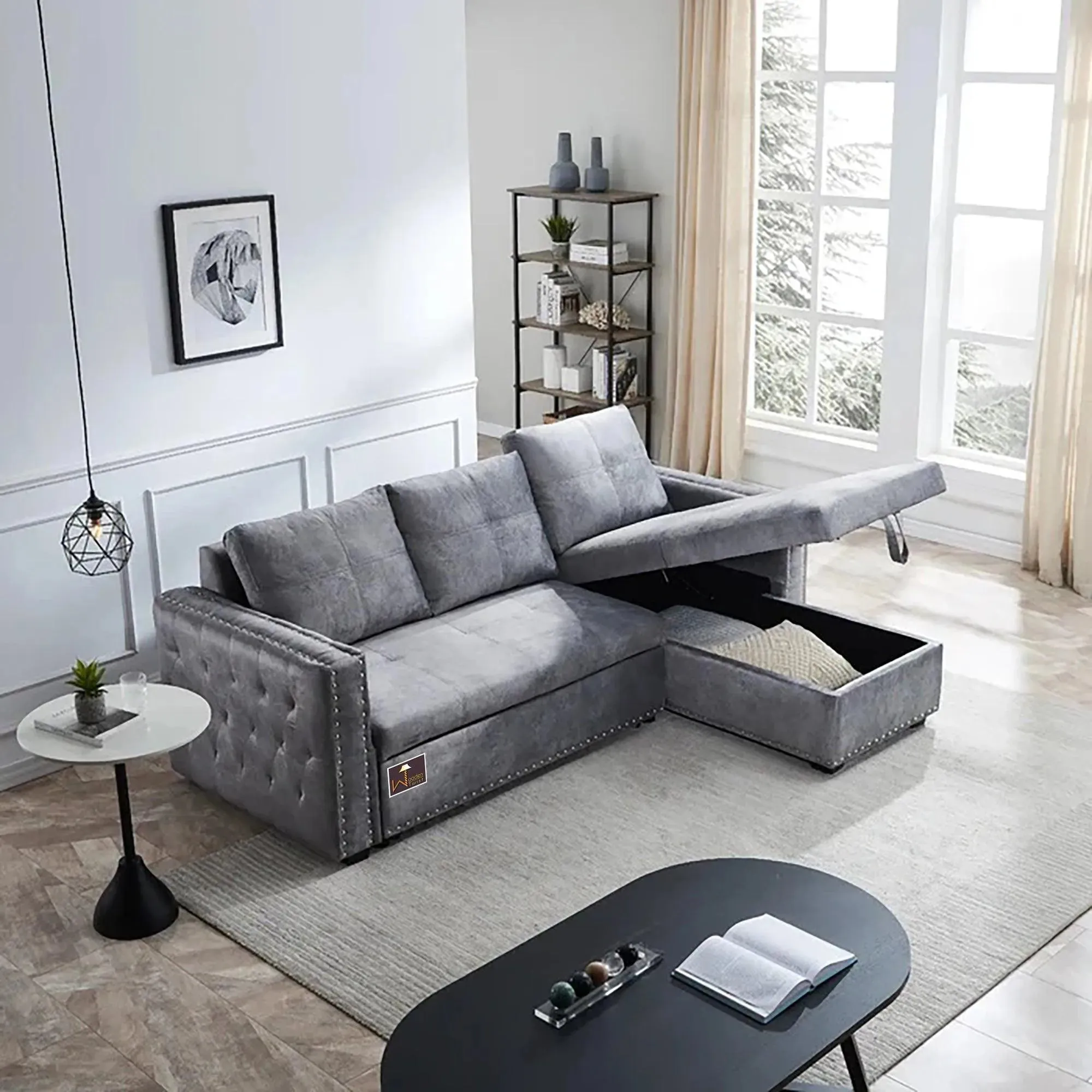 Modern Style  L-Shape Sofa Bed with Comfort Cushion